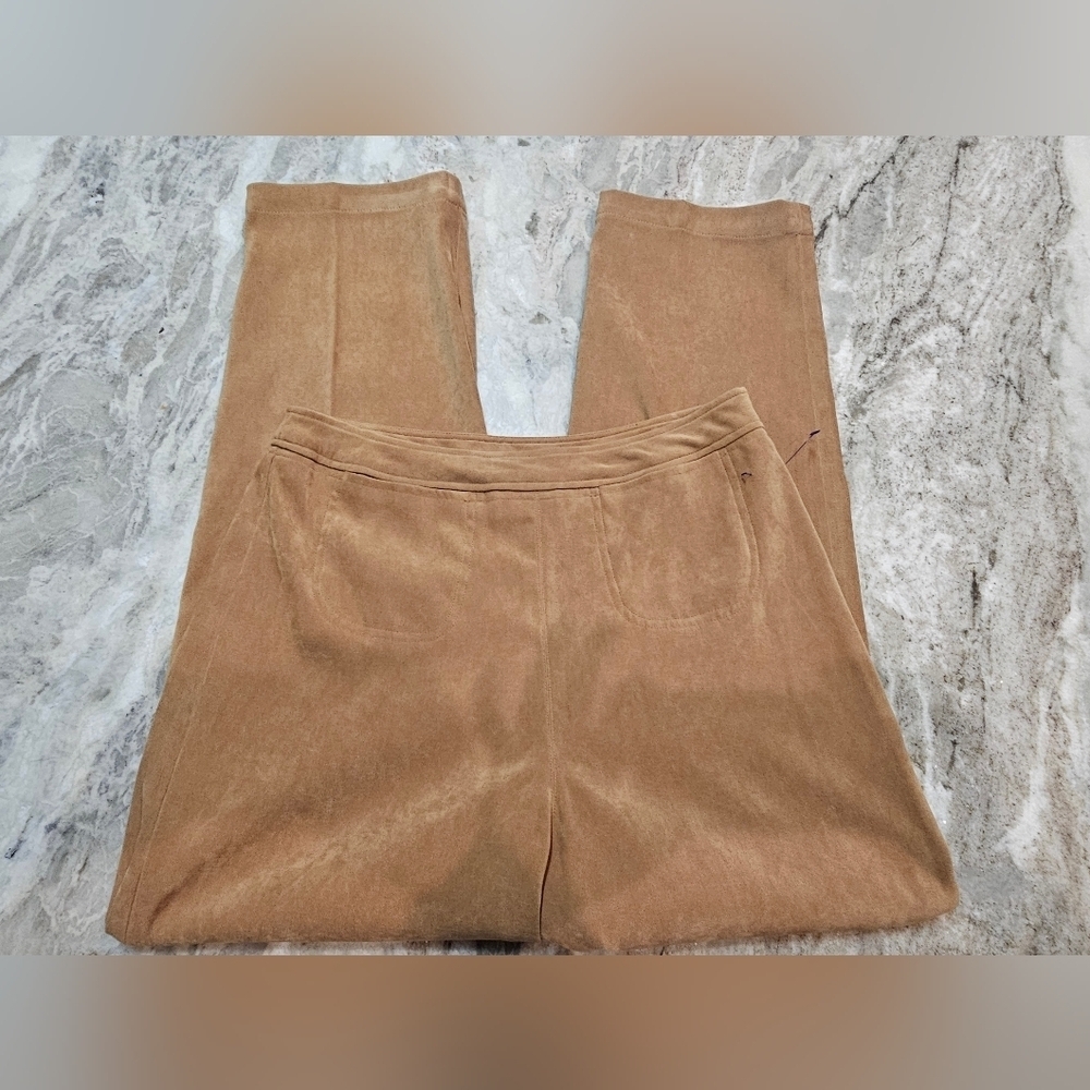 Stonebridge Petites Camel Knit Pull-On Side Zip Pants Size 10P